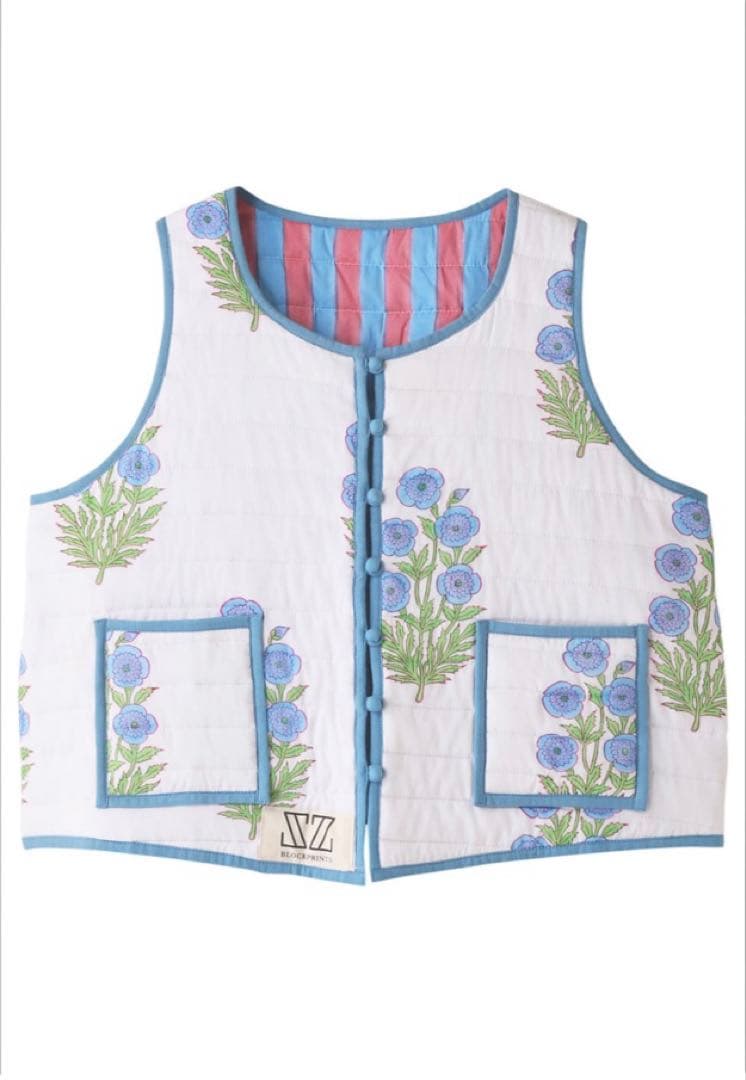 ジャケット・アウター SZ Blockprints QUILTED VEST POPPY