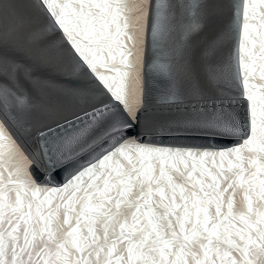 美品⁂ラムレザージャケット　ダブル　フォックスファー取り外し可能　ブラック　S