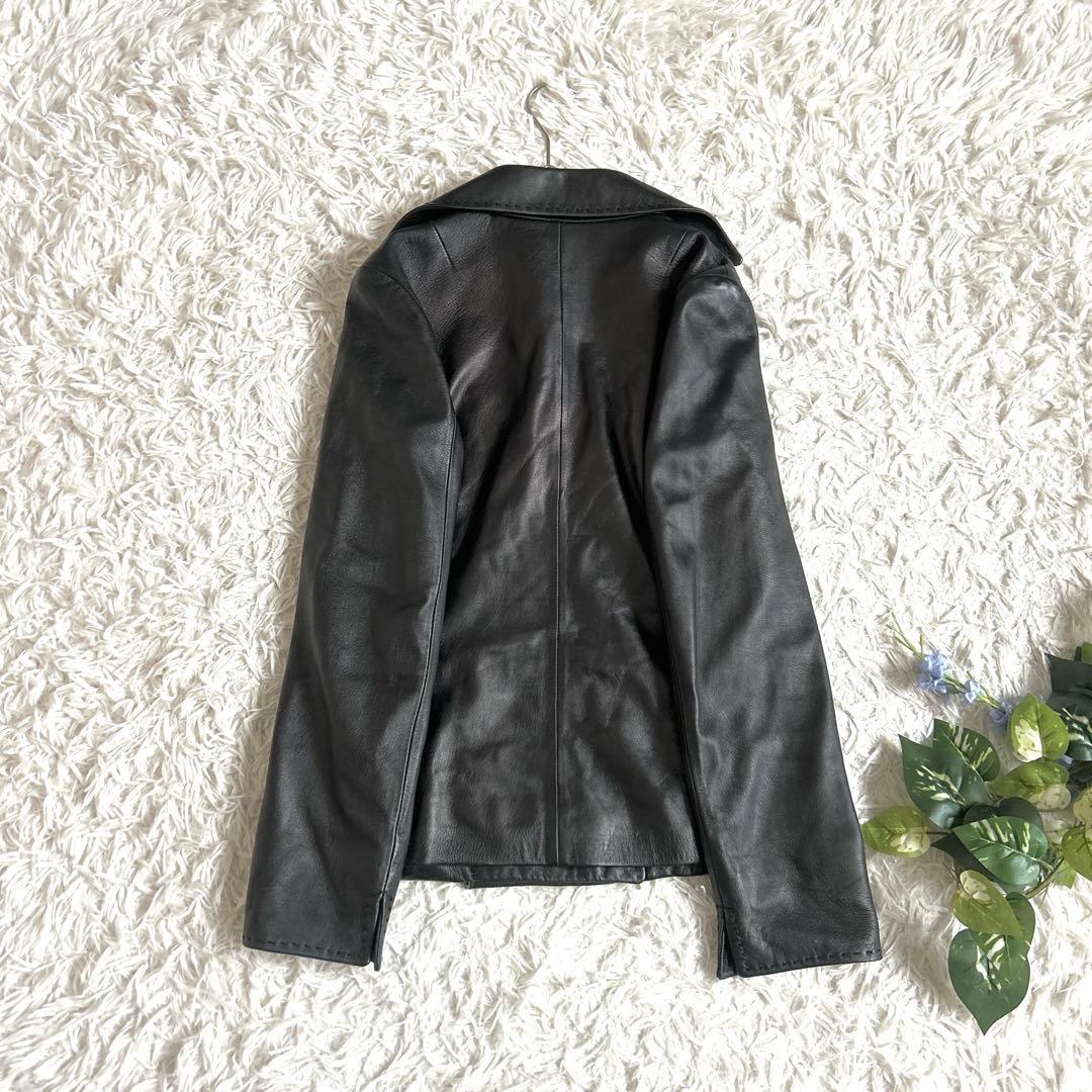 美品⁂ラムレザージャケット　ダブル　フォックスファー取り外し可能　ブラック　S