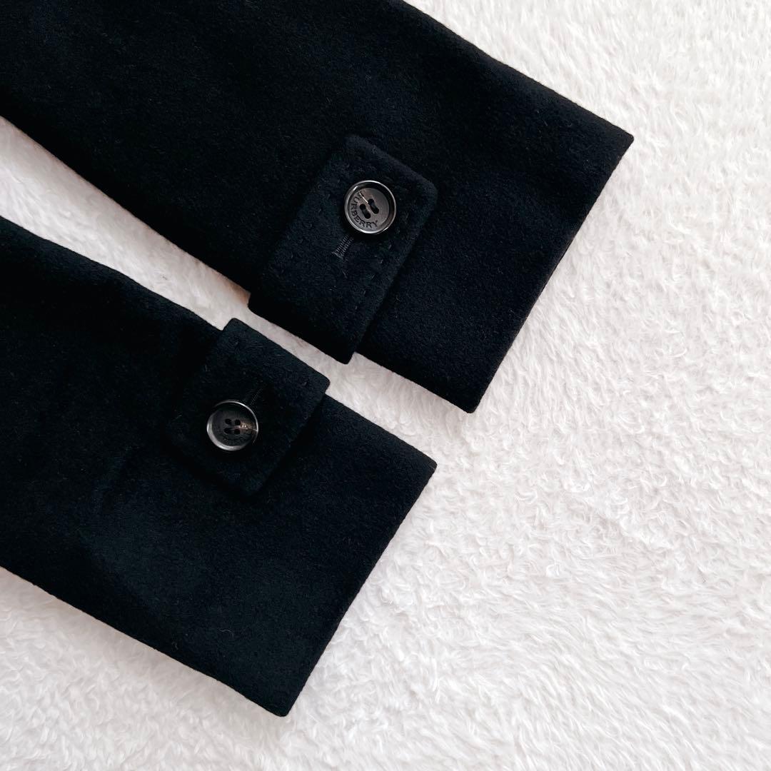 未使用級✨バーバリーロンドン アンゴラ ロングコート 総柄 ファー ベルト付 黒