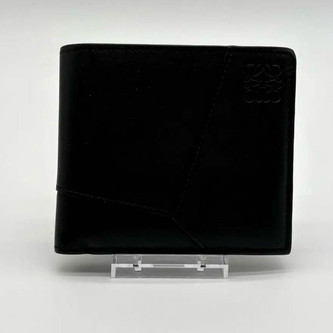【極美品】ロエベ 折り財布 パズル アナグラム ロゴ ブラック バイフォールド