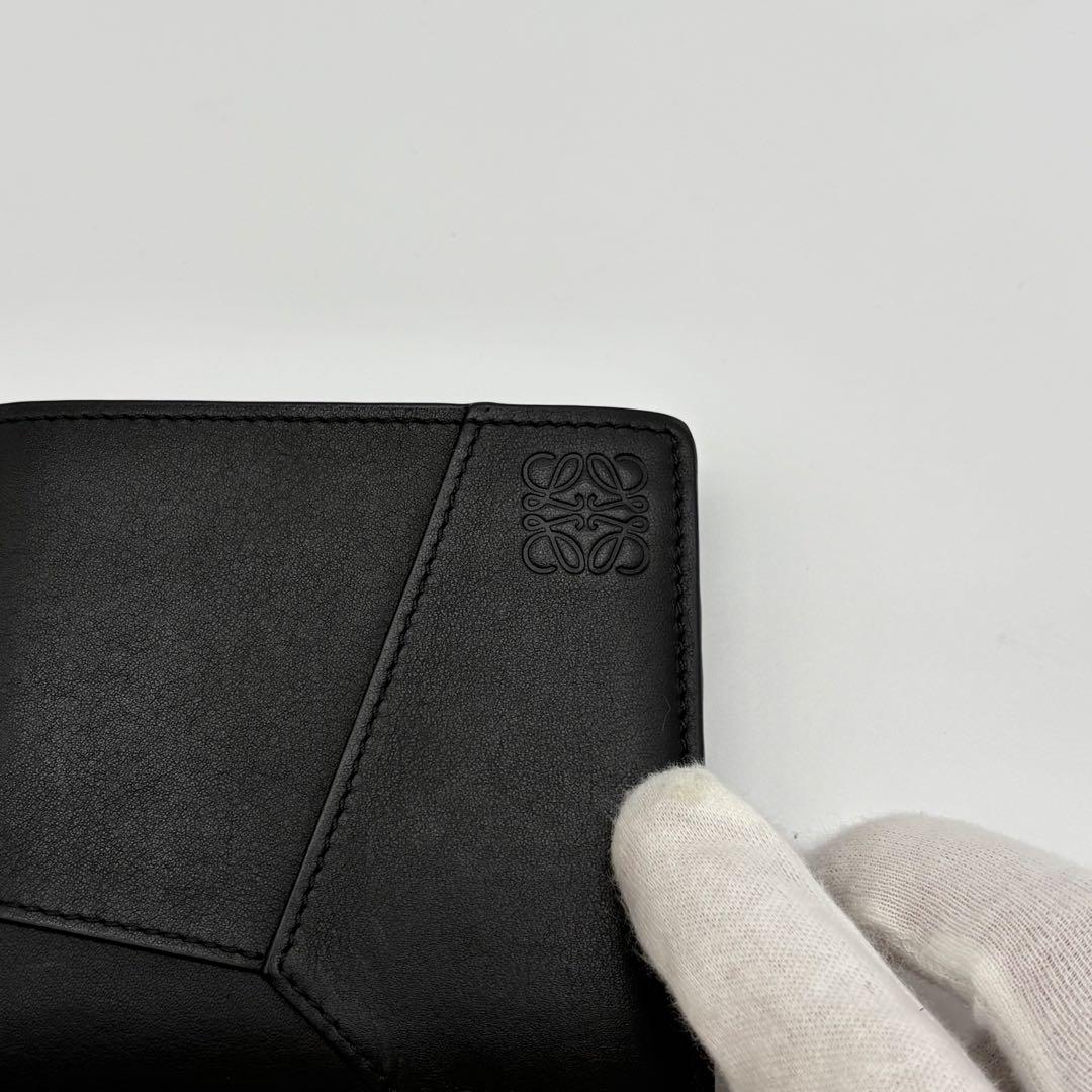 【極美品】ロエベ 折り財布 パズル アナグラム ロゴ ブラック バイフォールド
