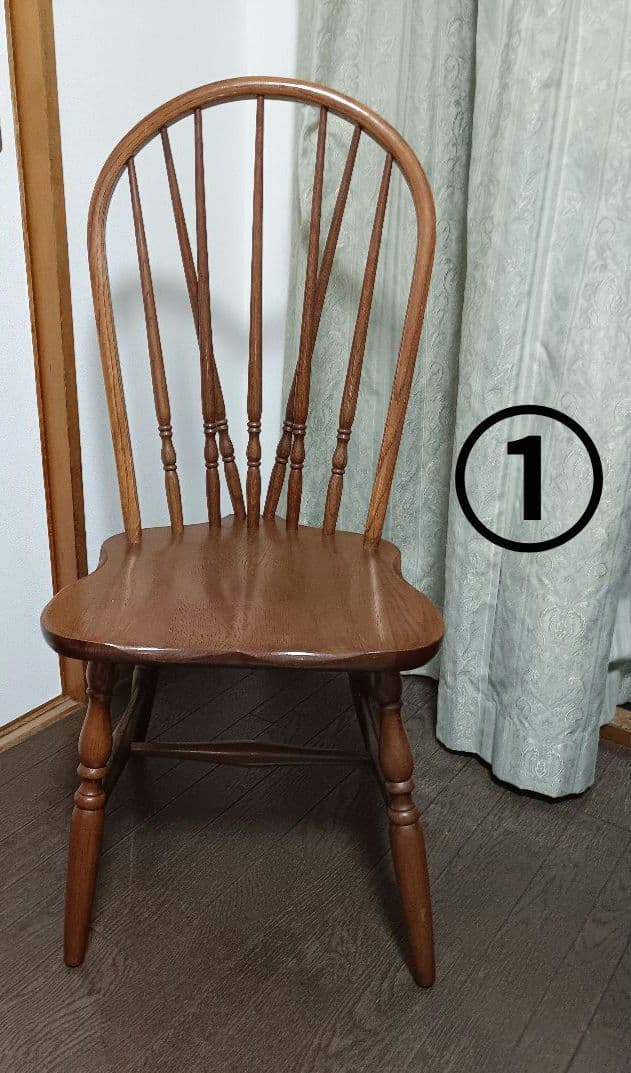 柏木工　①ウインザーチェア　曲げ木加工　椅子　飛騨家具