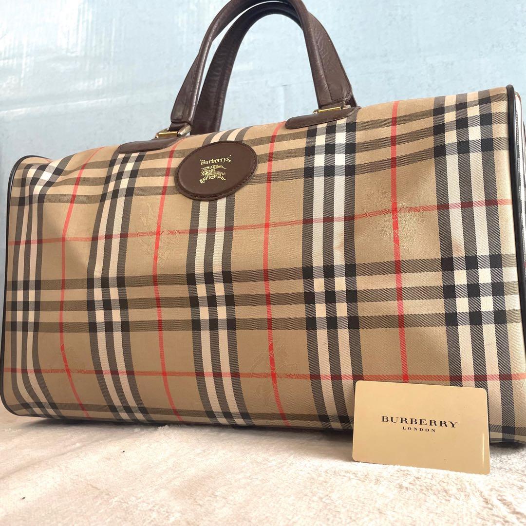 【ゆ様】 美品バーバリー ボストンバッグ ノバチェック 大容量 旅行 ホース