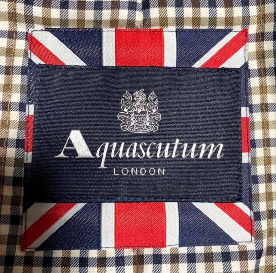 大きめサイズ✨アクアスキュータム ラムレザーコート　 ライナー付　チェック柄