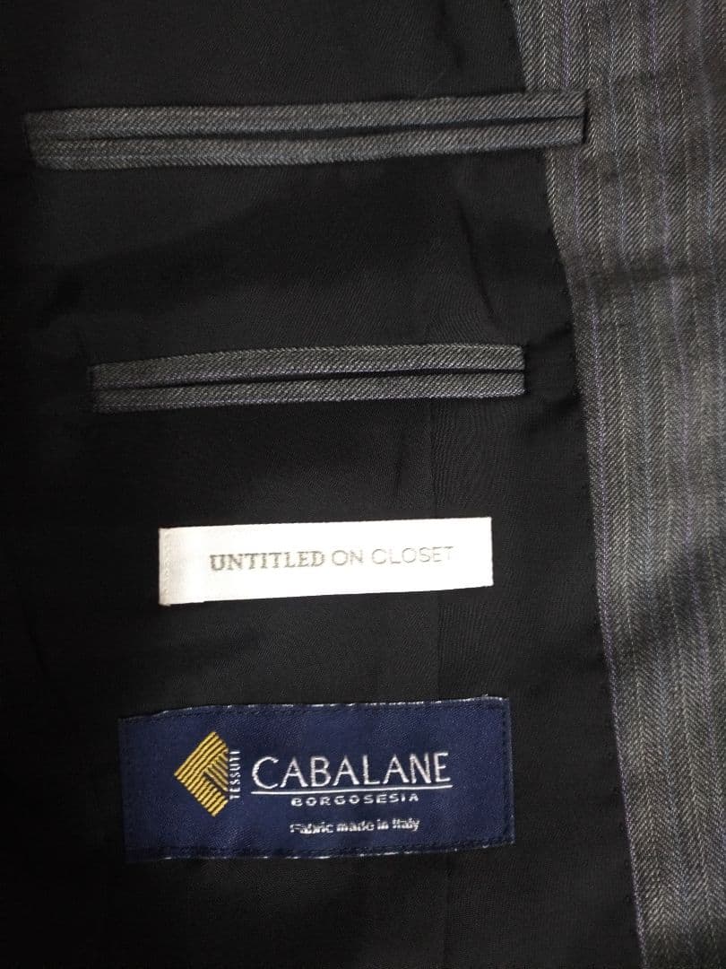 新品未使用 アンタイトル パンツスーツ 3 Lグレー ストライプ イタリア素材