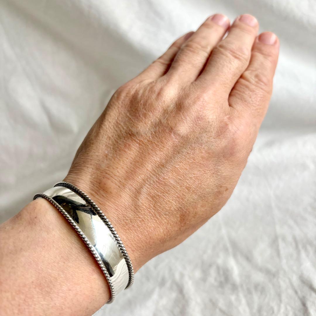 メキシカンジュエリー　ヴィンテージ　バングル　ボーンカフ　シルバー925刻印あり