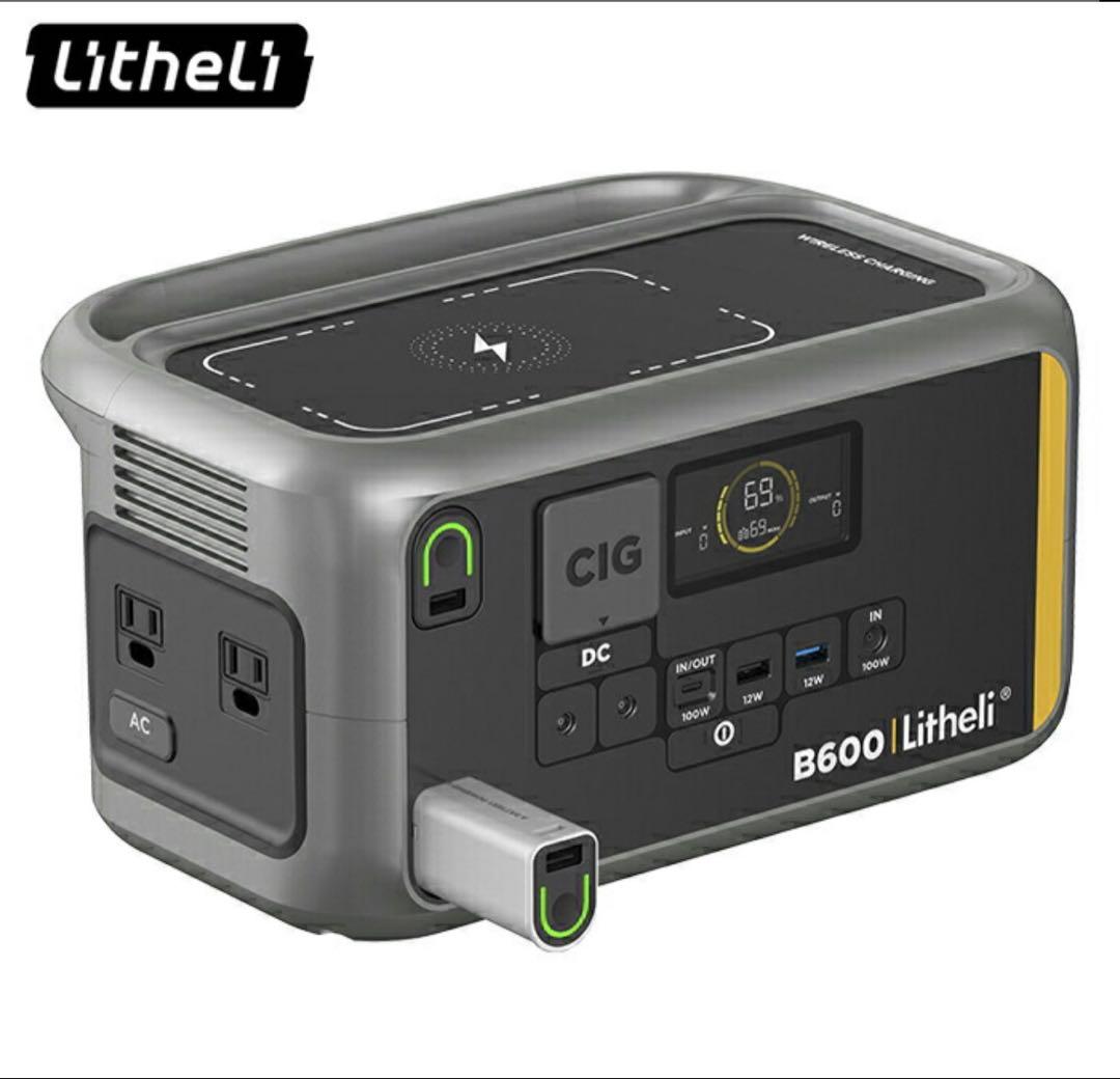ぴいえす⭐️新品Litheli ポータブル電源 B600 & 100Wソーラ