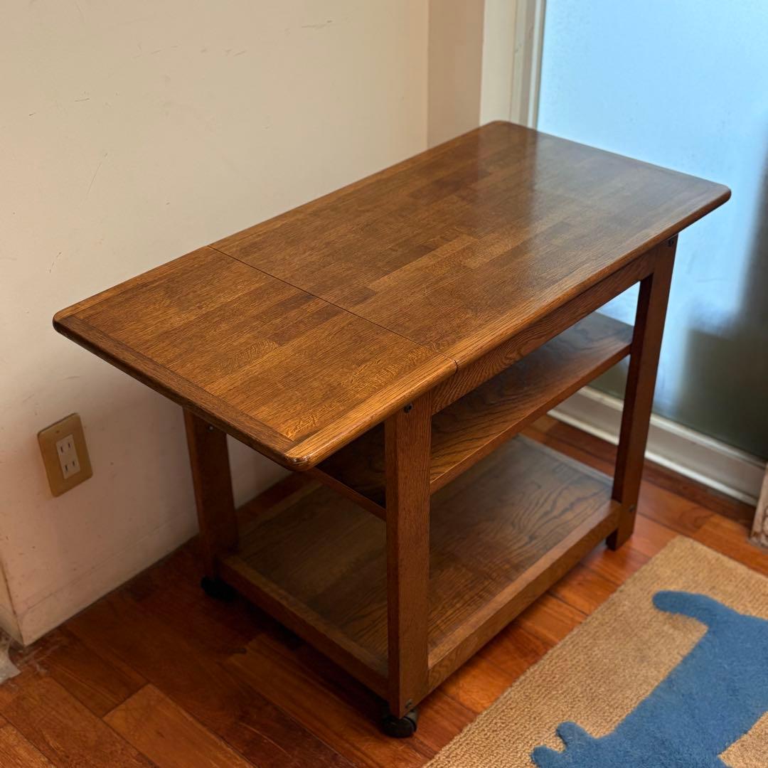 バタフライワゴン【USAビンテージ 】オーク材 サイドテーブル キャスター