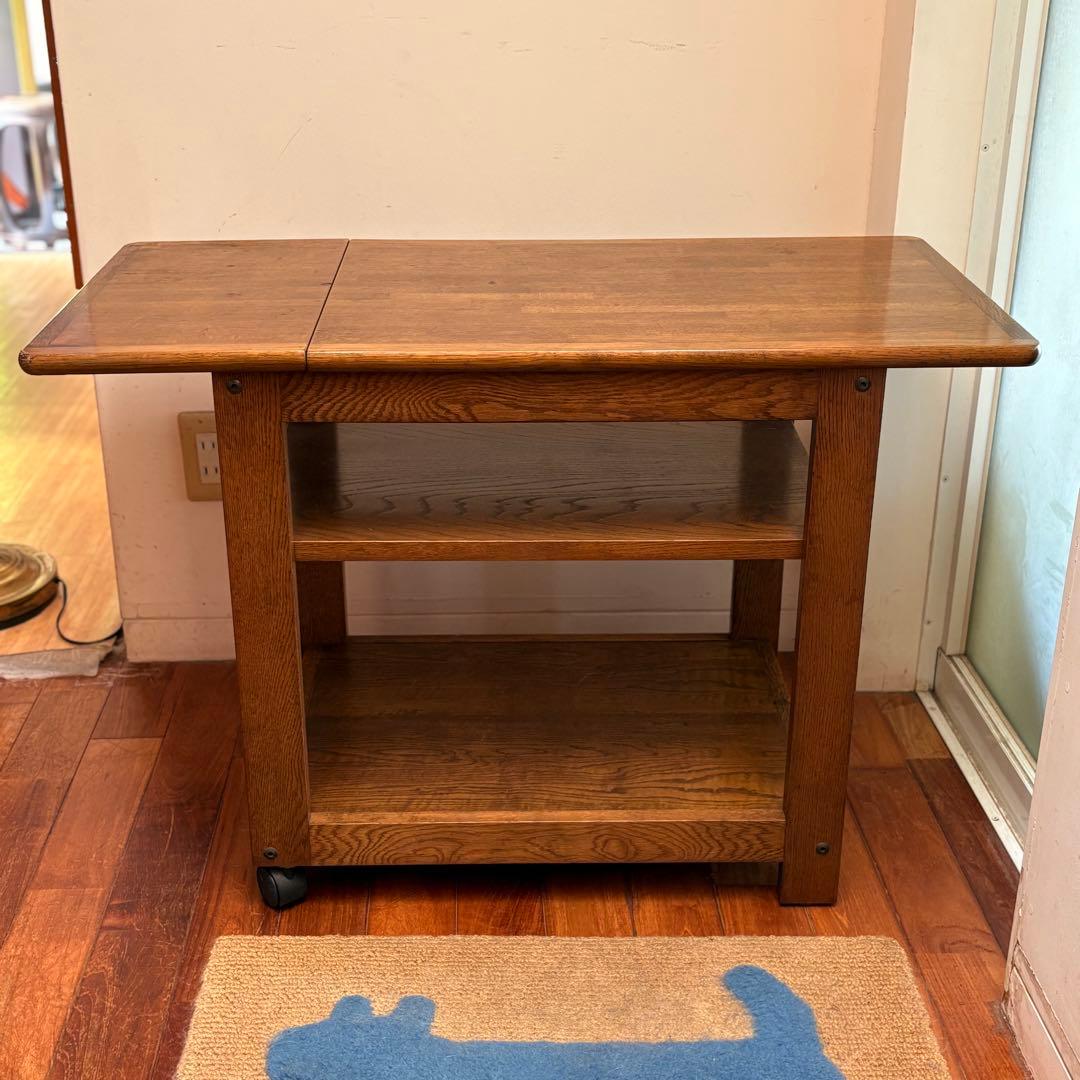バタフライワゴン【USAビンテージ 】オーク材 サイドテーブル キャスター
