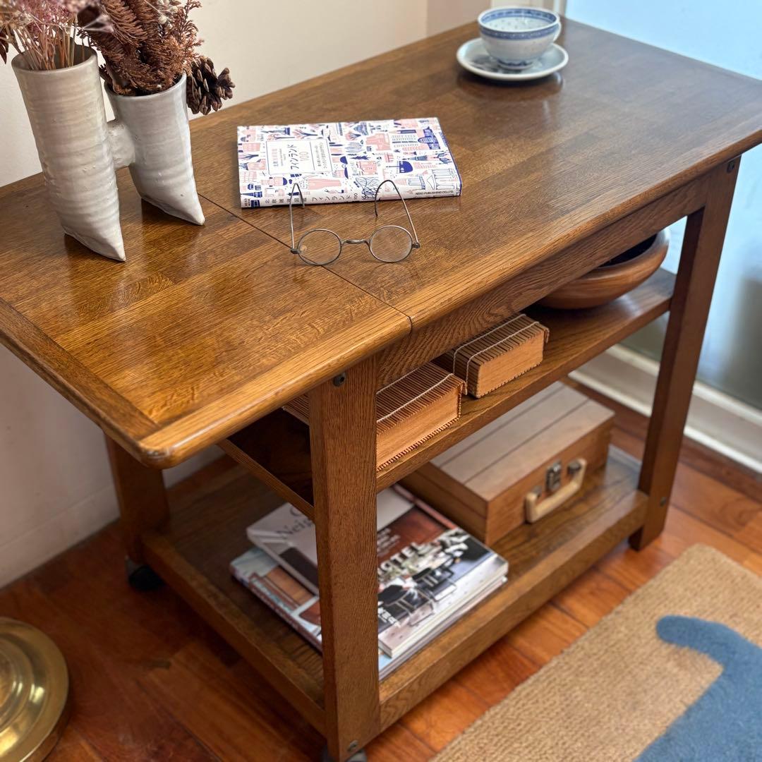 バタフライワゴン【USAビンテージ 】オーク材 サイドテーブル キャスター