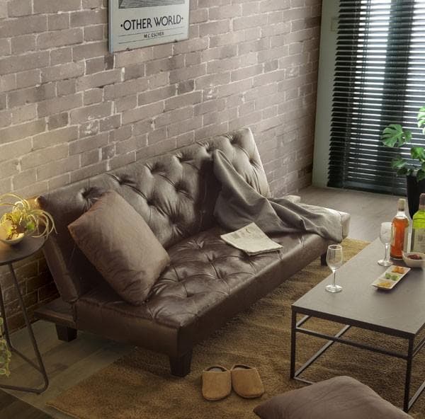 ソファーベッド ソファー 180 合皮 レザー 3人掛け ブラウン おしゃれ