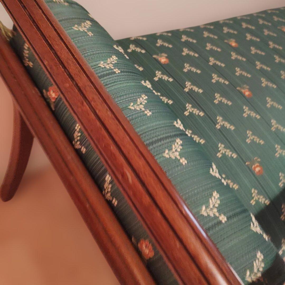 緑色 花柄 クッション付きオットマン