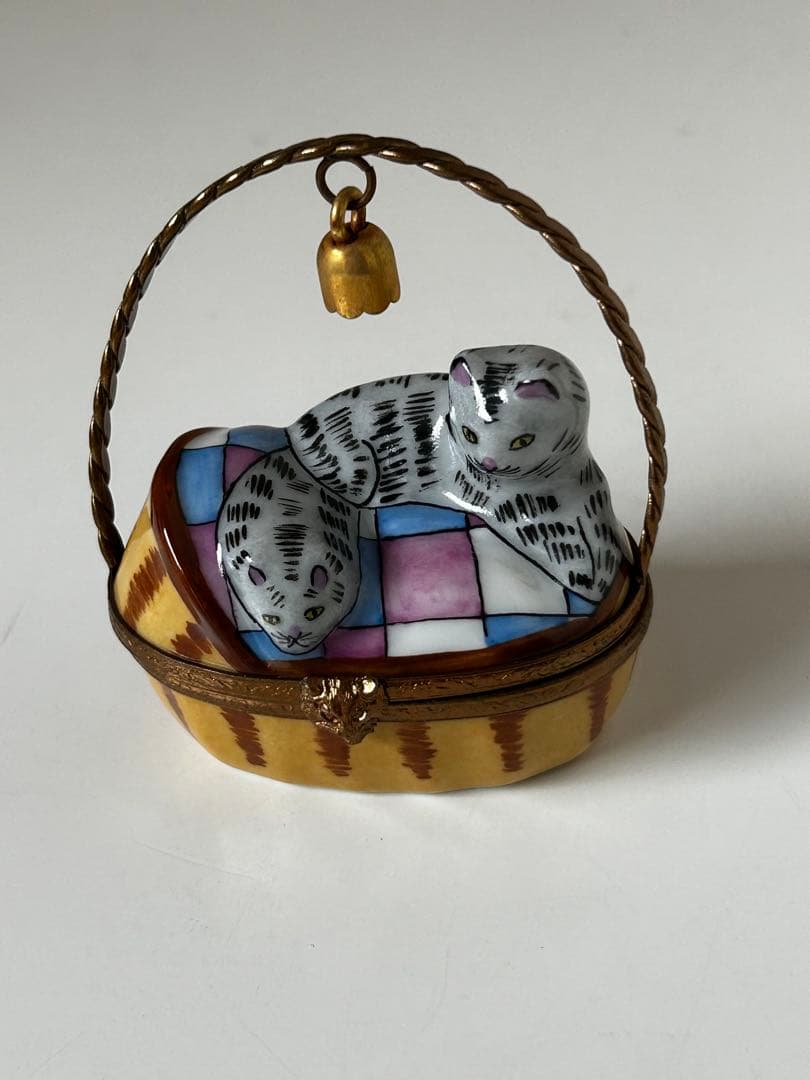 リモージュ・ボックスBOXバスケットキャット猫シリーズ③Limoges