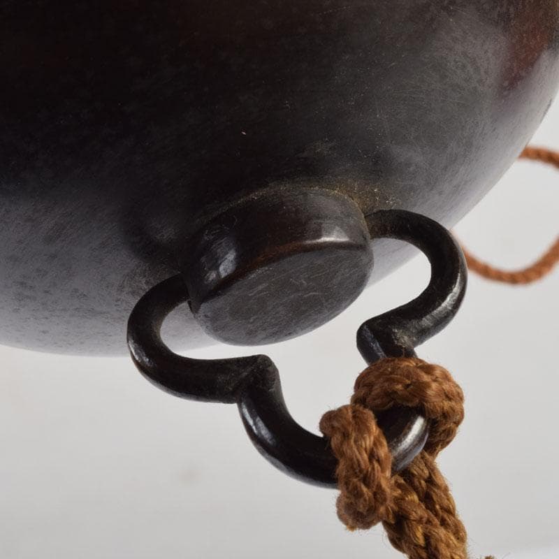 中国　古銅宣徳銅　漢詩山水楼閣文　壁飾　時代箱付　C　9086