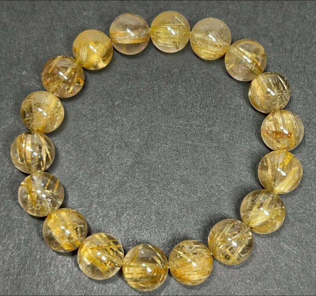 高グレード　10ミリ玉　タイチンルチルクォーツ ビーズブレスレット