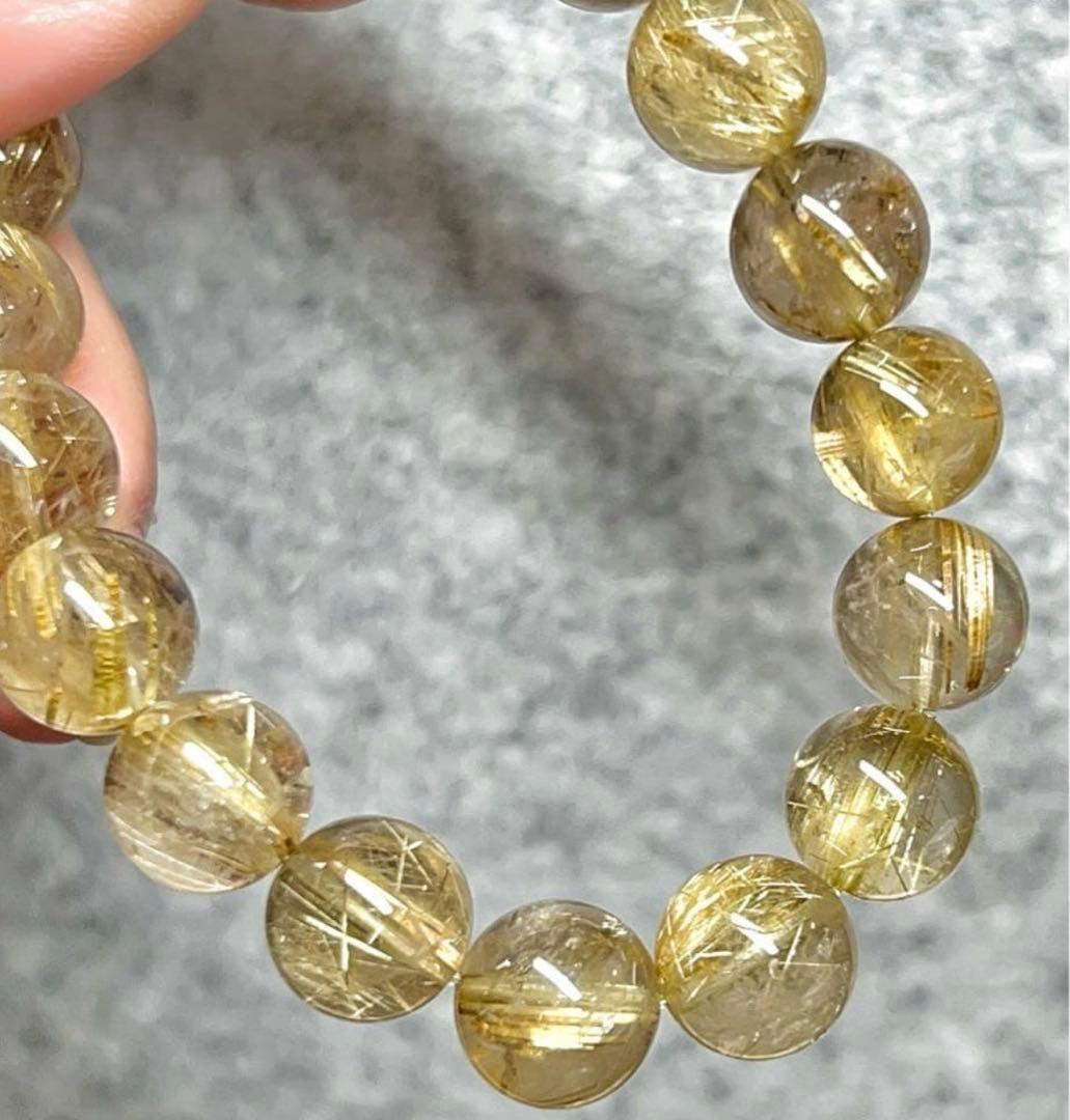 高グレード　10ミリ玉　タイチンルチルクォーツ ビーズブレスレット