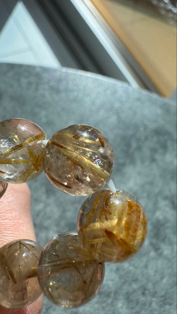 高グレード　10ミリ玉　タイチンルチルクォーツ ビーズブレスレット