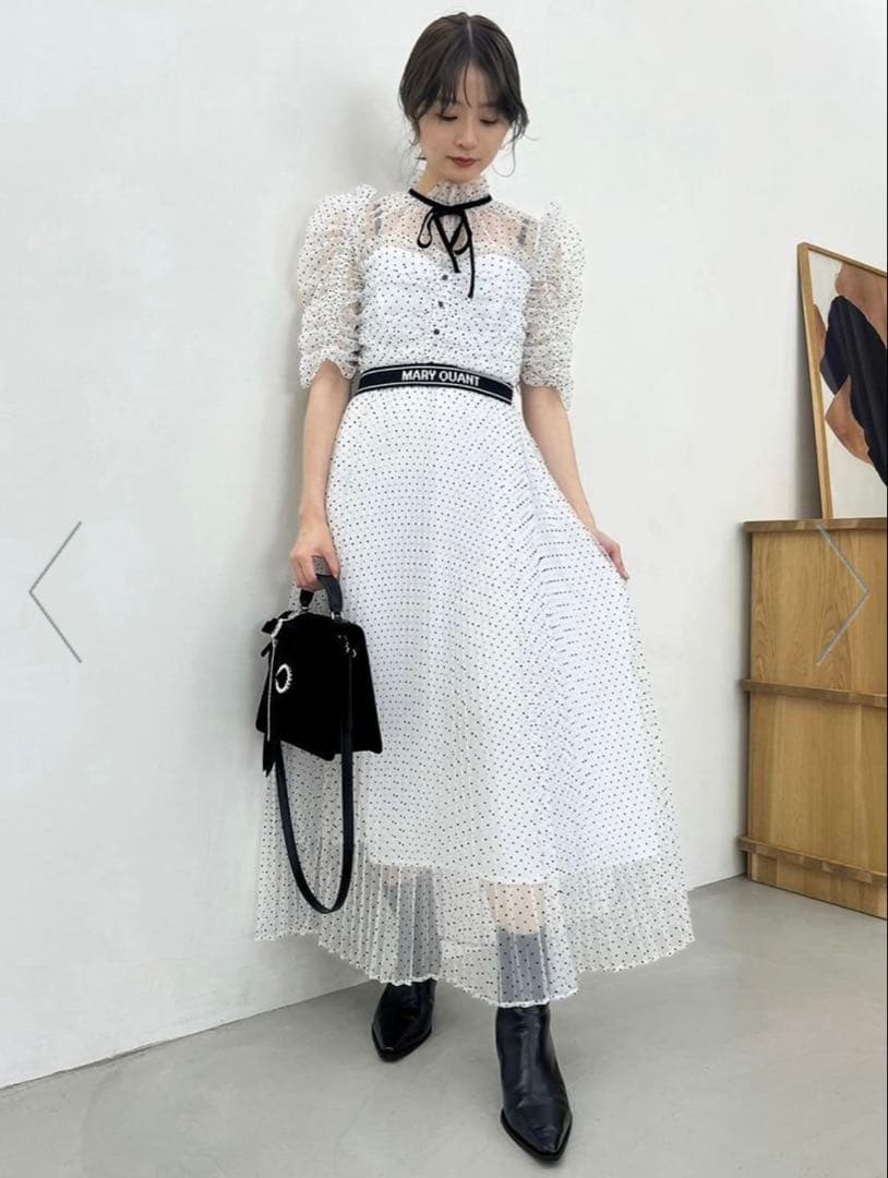 【LILY BROWN×MARY QUANT】ベルト付きドットチュールドレス