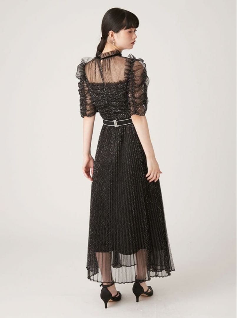 【LILY BROWN×MARY QUANT】ベルト付きドットチュールドレス