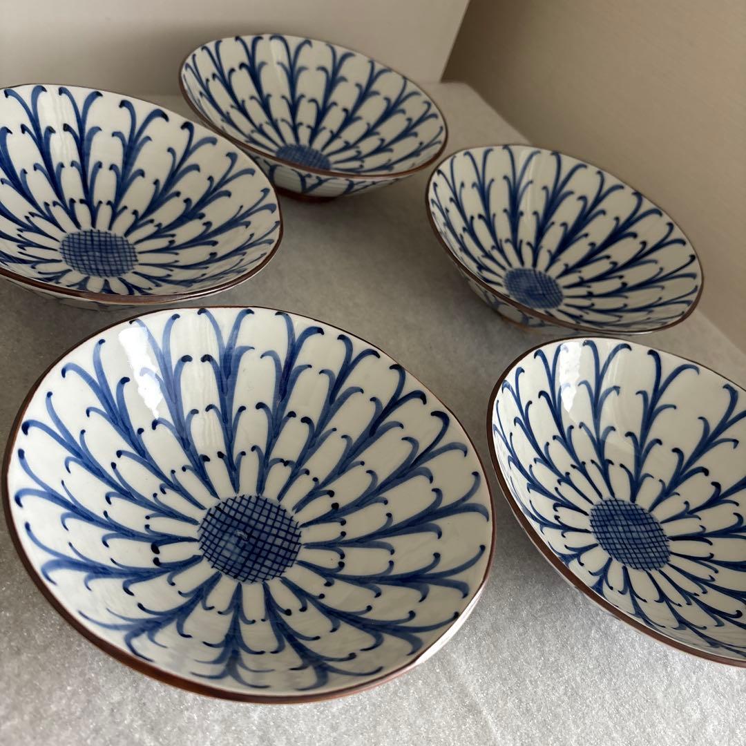 京焼　清水焼　平安岩華　岩華窯　皿　平鉢　五寸平鉢　菊割　5枚セット