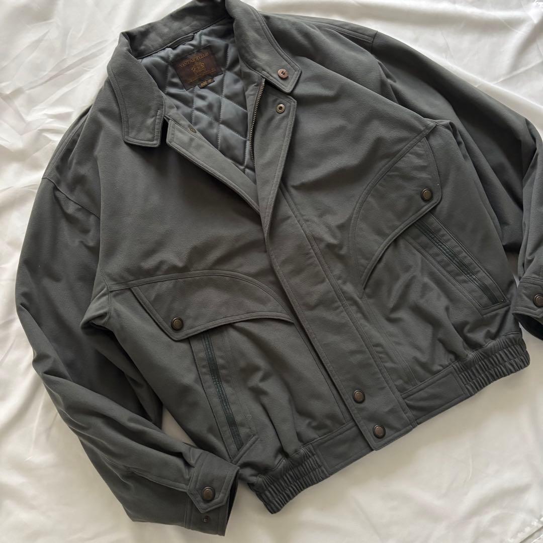 90’s vintage 短丈中綿ブルゾン ダークグリーン スエード調 アメカジ