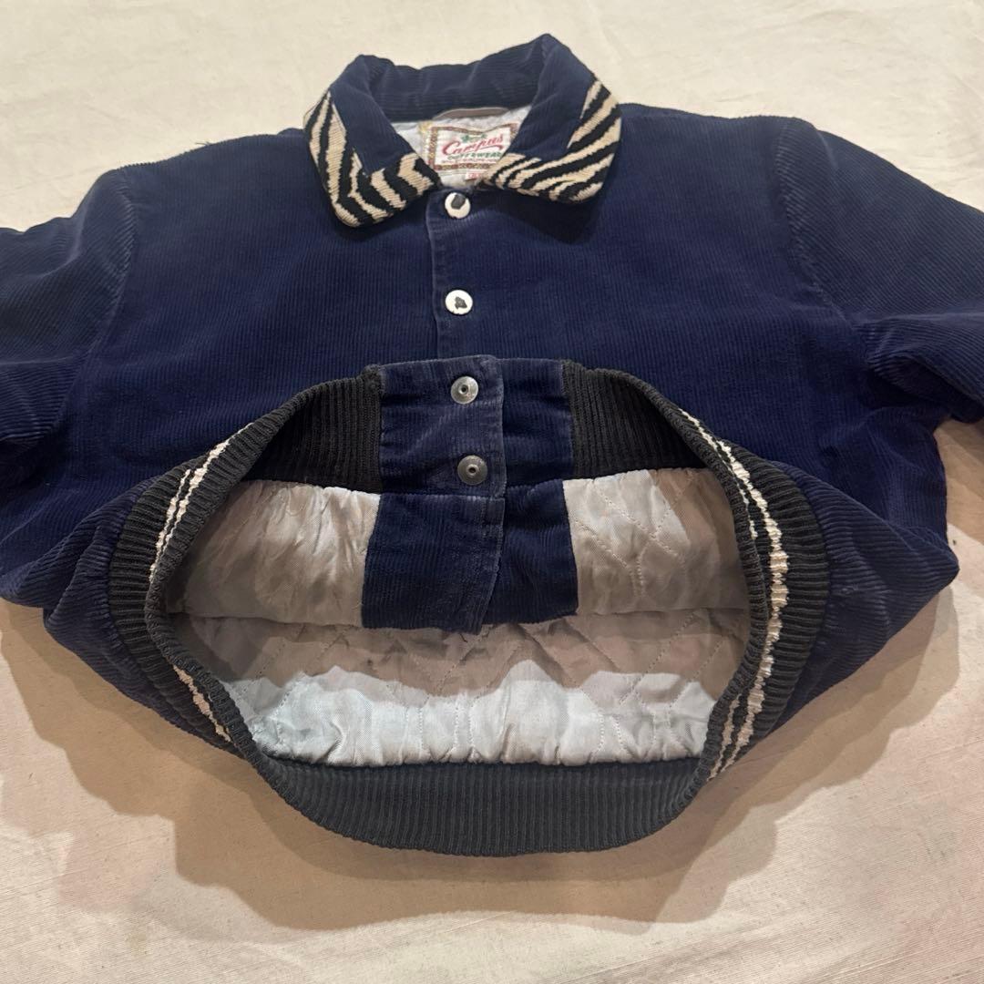 50s VINTAGE コーデュロイ アニマル ゼブラ ジャケット 短丈 ナス紺