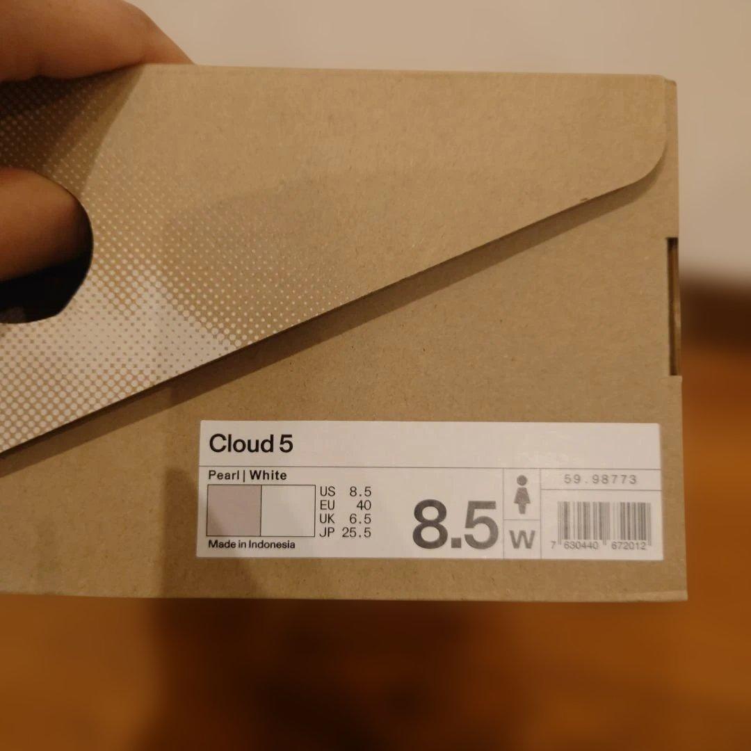 靴 On Cloud 5 Pearl / White 8.5 W