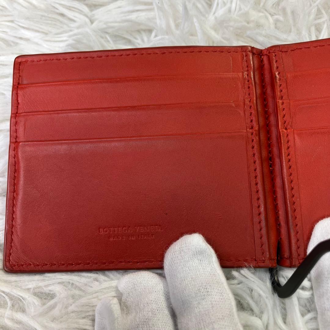 希少色✨ボッテガヴェネタ　マネークリップ　イントレチャート　オレンジ　レザー