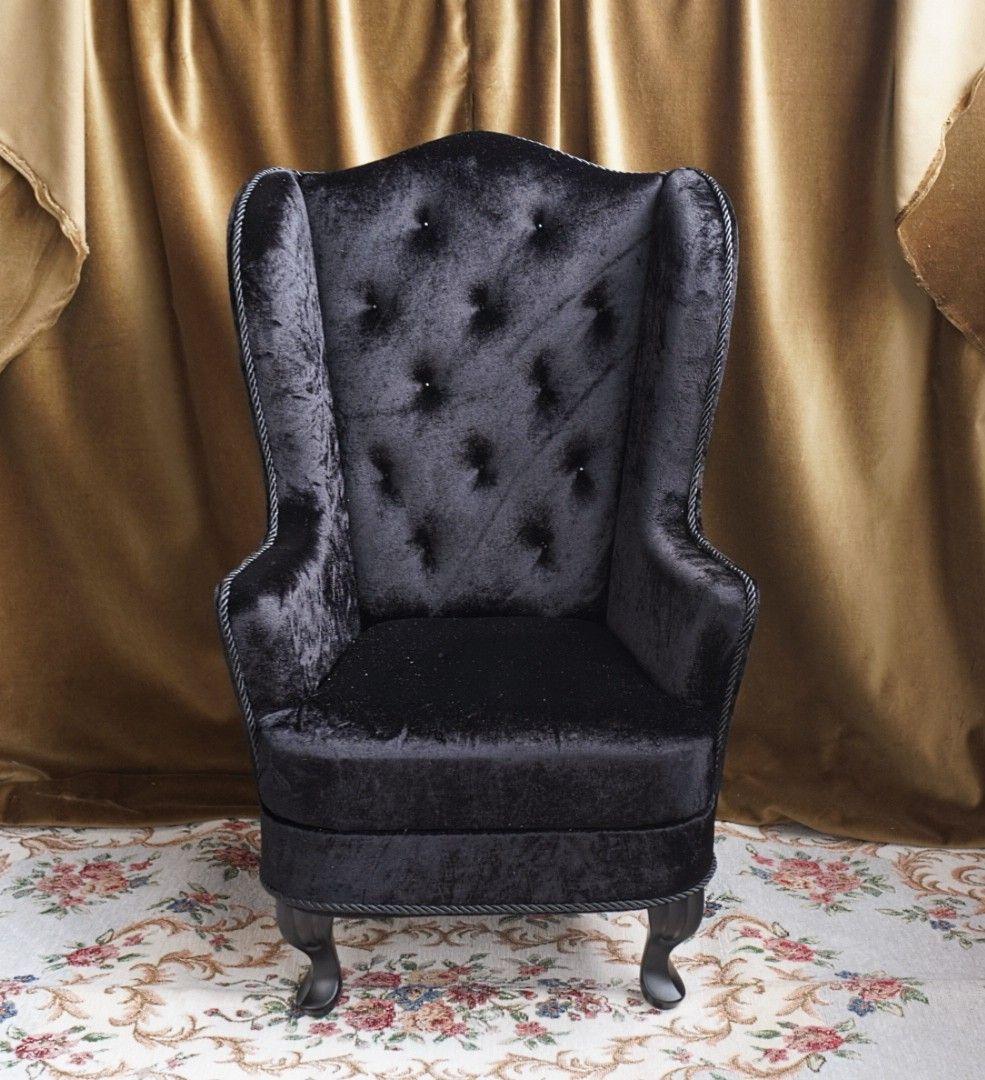 ドール用ソファ 1/3ウィングチェア(大) id75 ブラック 椅子