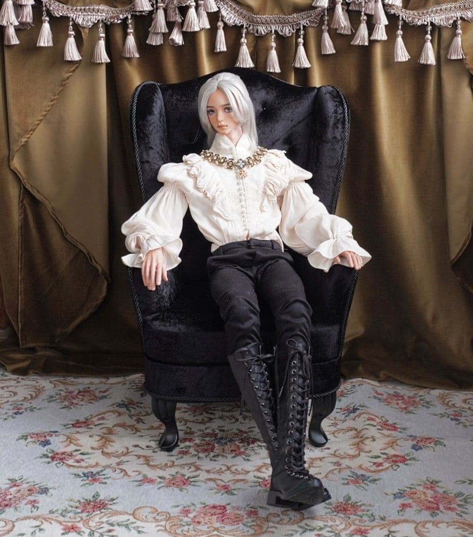 ドール用ソファ 1/3ウィングチェア(大) id75 ブラック 椅子