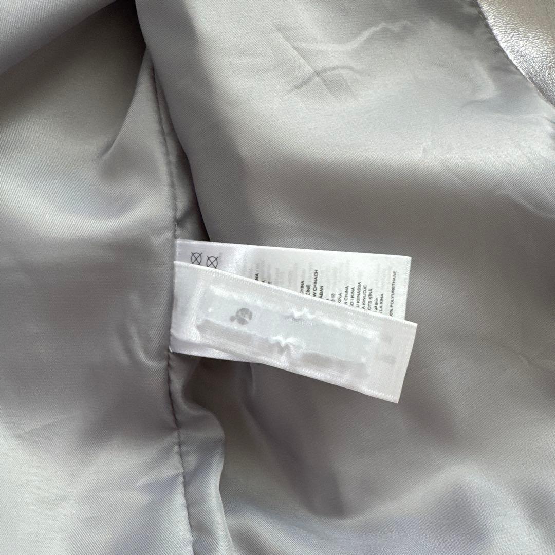 新品 マイケルコース ライダース ジャケット シルバー XS S レザー コート