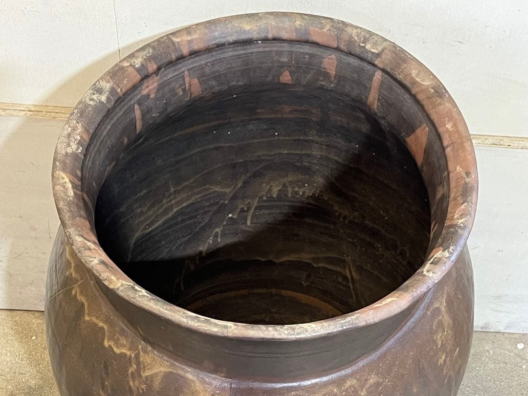 古い唐津焼 82cm甕 特大瓶 小民具壺 水鉢 睡蓮鉢 水槽