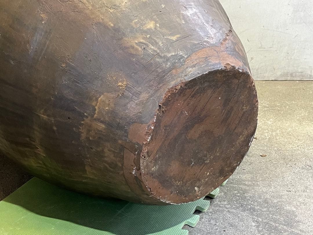 古い唐津焼 82cm甕 特大瓶 小民具壺 水鉢 睡蓮鉢 水槽