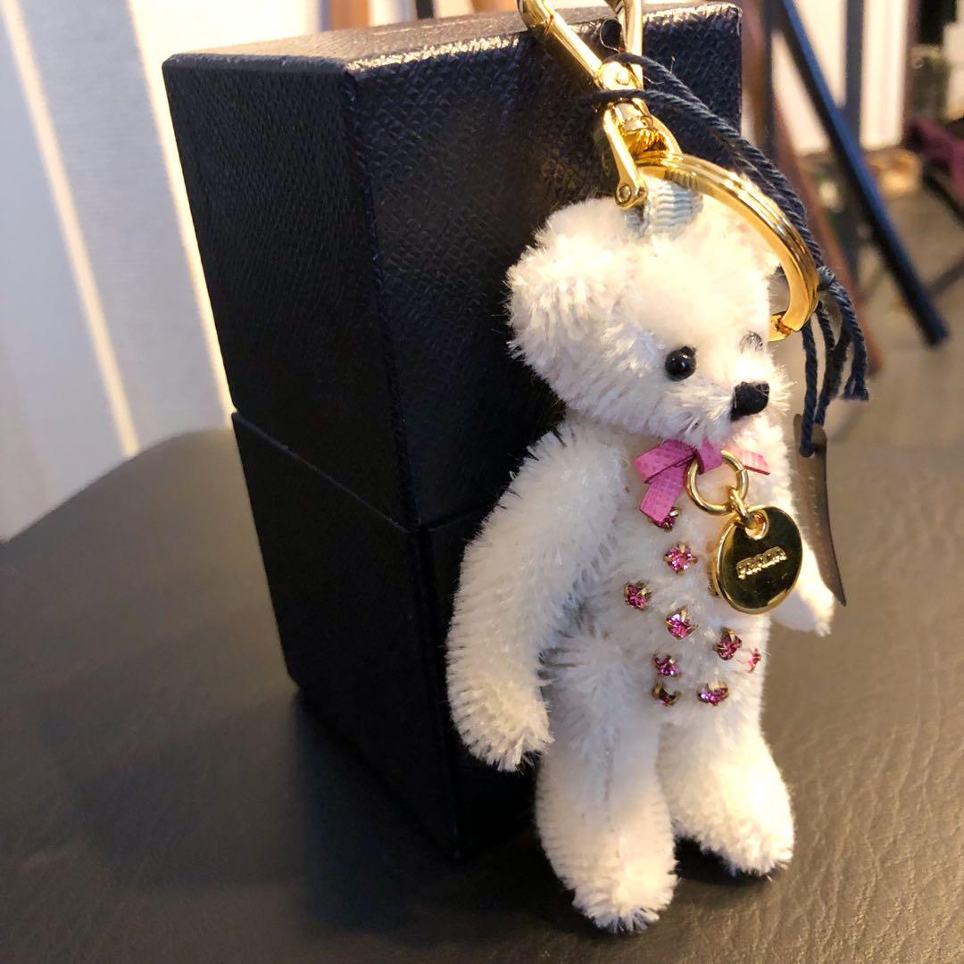 PRADAプラダ　ベアチャーム　バッグチャーム　キーホルダーリング　ビーズ　箱