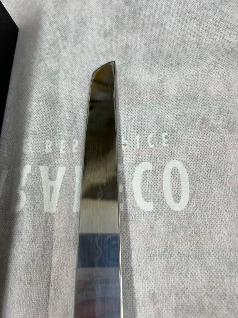 池田美和　水本焼　白ニ　先丸柳刃　360mm 柄なし