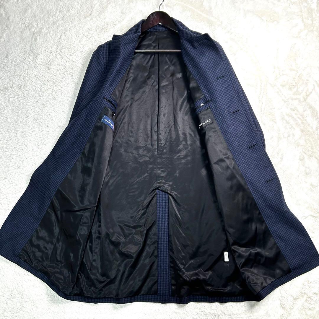 WACKO MARIA ゼニア生地　カシミヤ・シルク混ステンカラーコート　千鳥柄