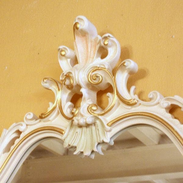 壁掛けミラー SILIK イタリア ロココ 姫系 白家具 シリック 鏡