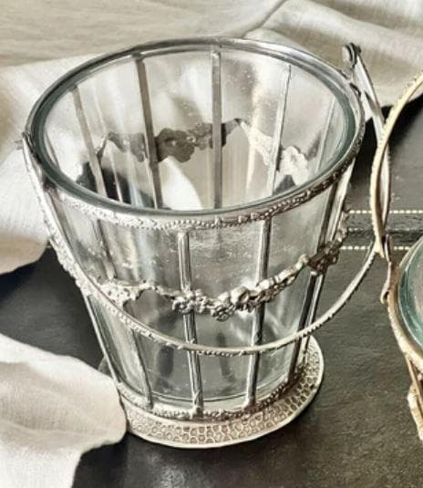 小物入れ バスケット 真鍮 ガラス シルバー アンティーク 87151GB-SV