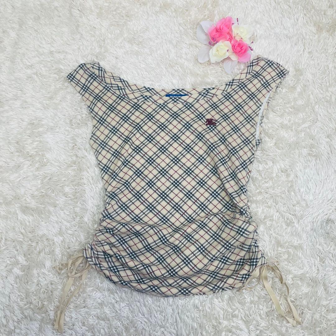 バーバリーブルーレーベル ノースリーブタンクトップ ノバチェック サイドリボン