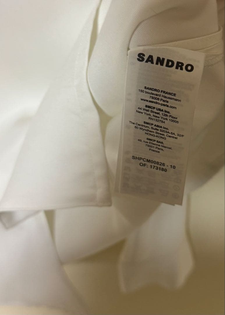 SANDRO PARIS ホワイト　オープンカラーシャツ　メンズL 美品