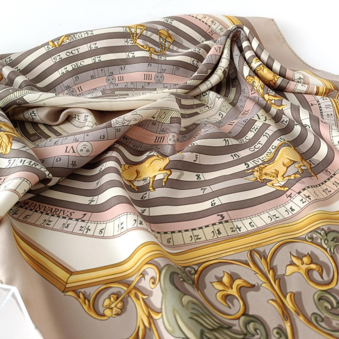 エルメス スカーフ カレ90 占星術 DIES ET HORE シルク ベージュ