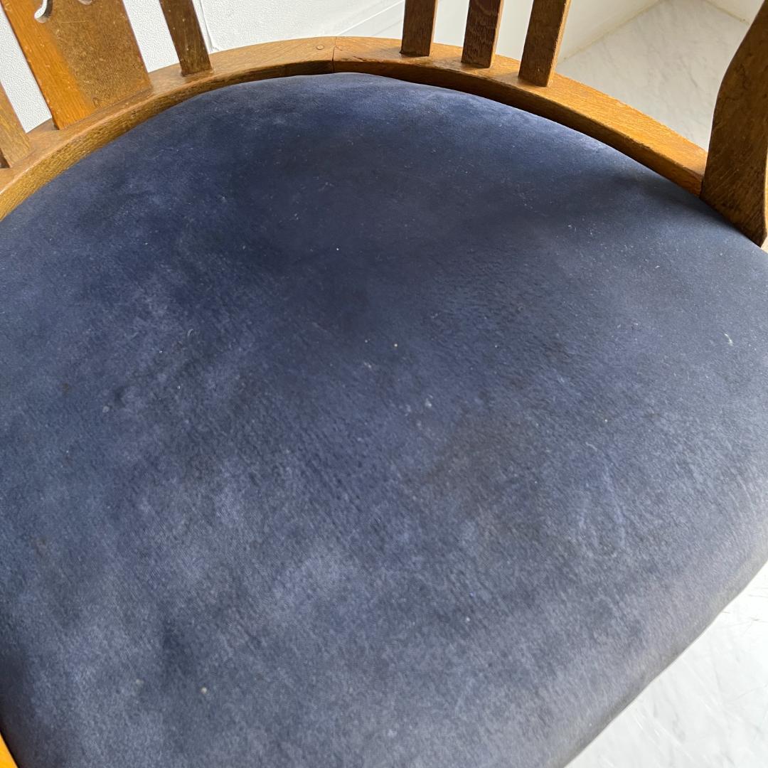 古い木製回転椅子 ドクターチェア ベロアシート ヴィンテージ レトロ 中古