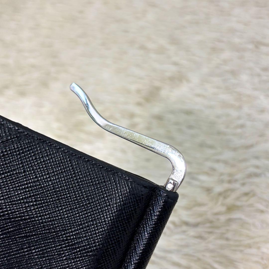 IC内蔵【良品】プラダ マネークリップ メタルロゴ サフィアーノ ブラック 黒