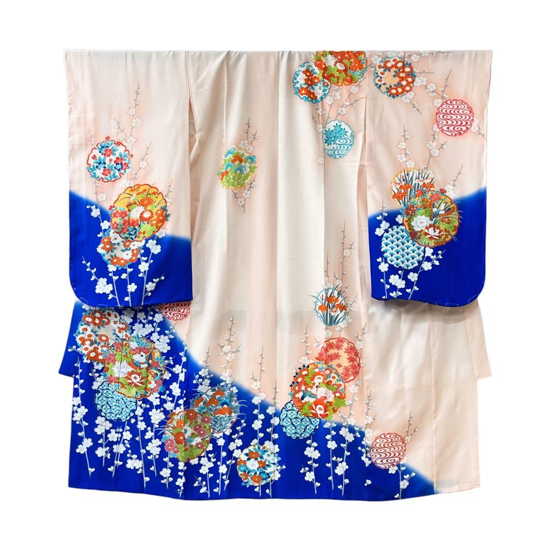 ◎mk-919　七五三　振袖　着物　女の子　御祝い着　金駒刺繍　10-23