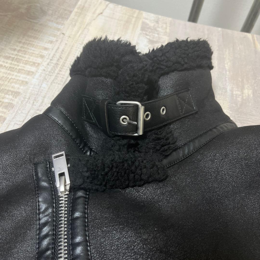 【極美品】ZARA B-3 フェイクレザー ムートン ダブルライダースジャケット