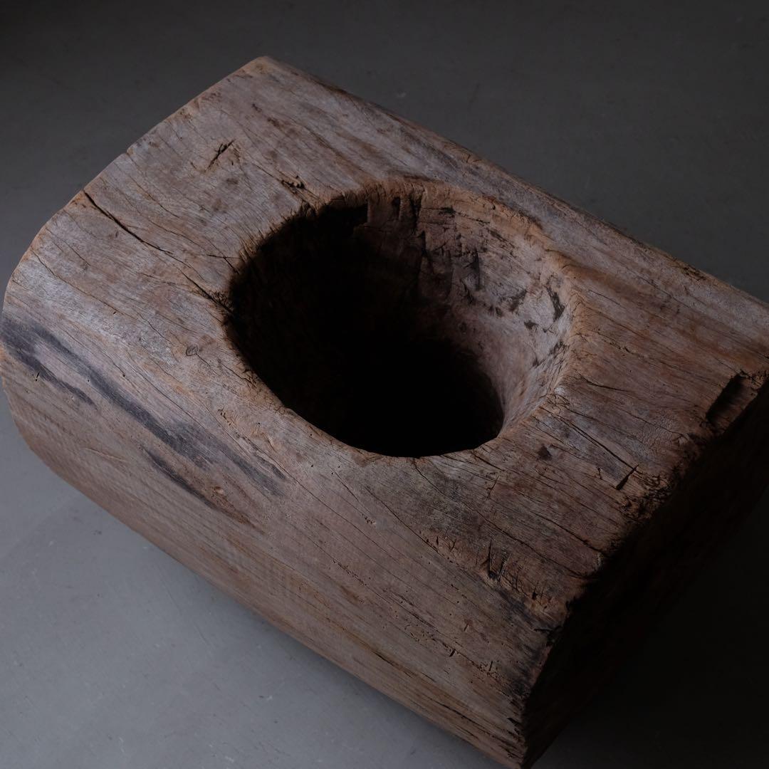 古い木鉢　木皿 臼 こね鉢 プランター オブジェ プリミティブ アンティーク