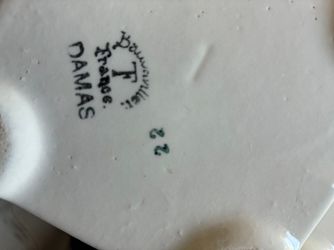 FJアンティーク 陶器　キャニスター　ブルー　市松　バドンヴィレー　レア