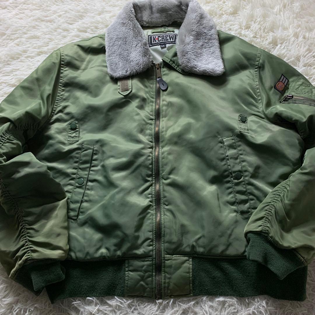 【雰囲気抜群】K CREW フライトジャケット B-15 カーキ LL