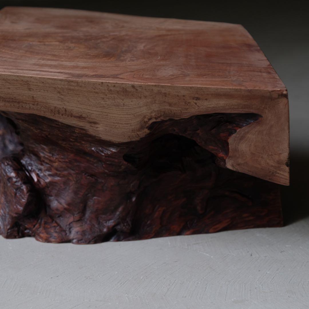 欅材 古い花台　展示台 座卓 サイドテーブル オブジェ 古家具 古道具 骨董